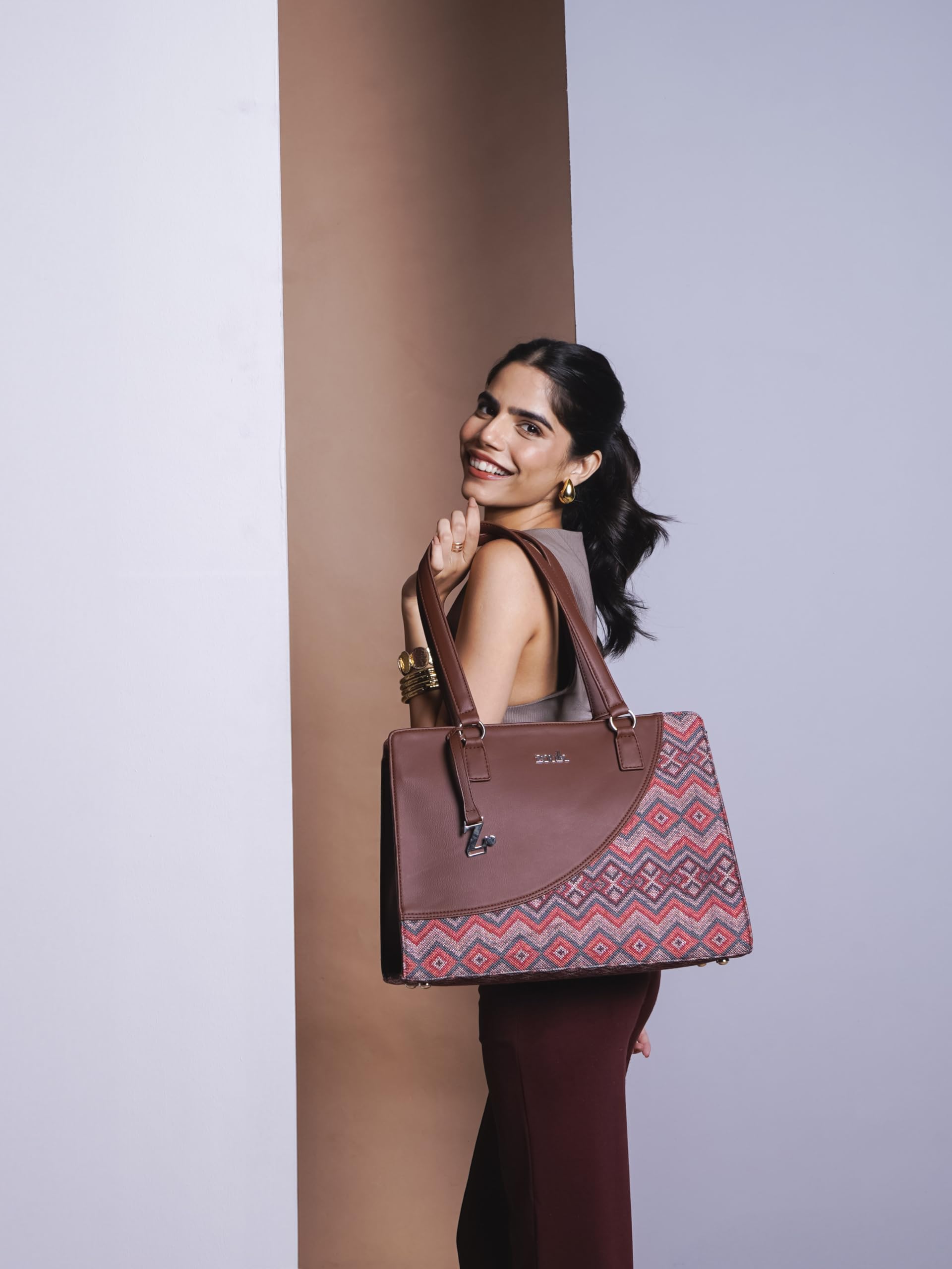 ZOUK Office Essential Bag | Jute | Vegan Leather Handcrafted Tote Bag With Double Handle Shoulder Strap | Gwalior Weaves