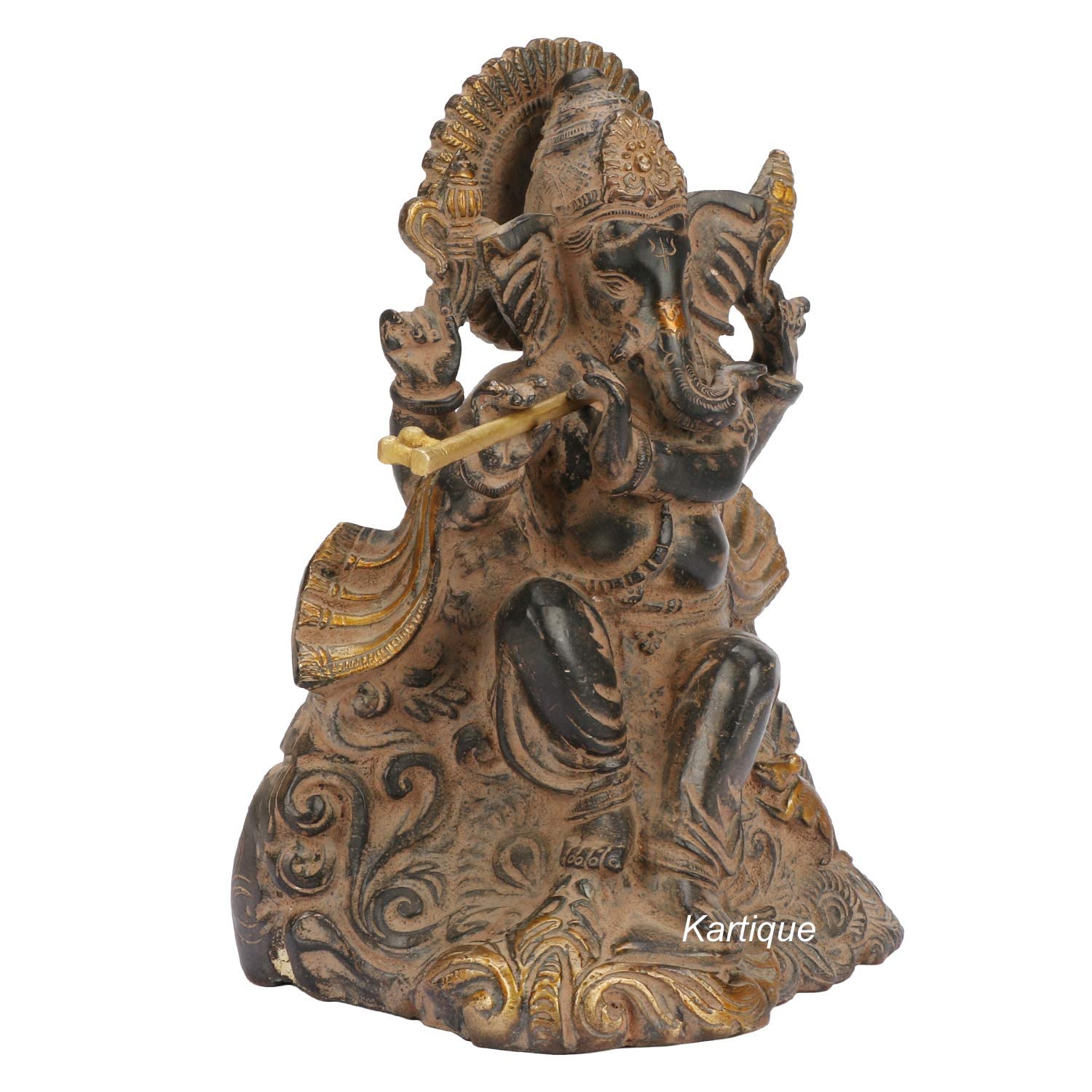 SVARUP Brass Ganesha Idol for Home Decoration Ganpati Statue Murti for Gift Height 8 Inch Weight 3.3 Kg Color Brown