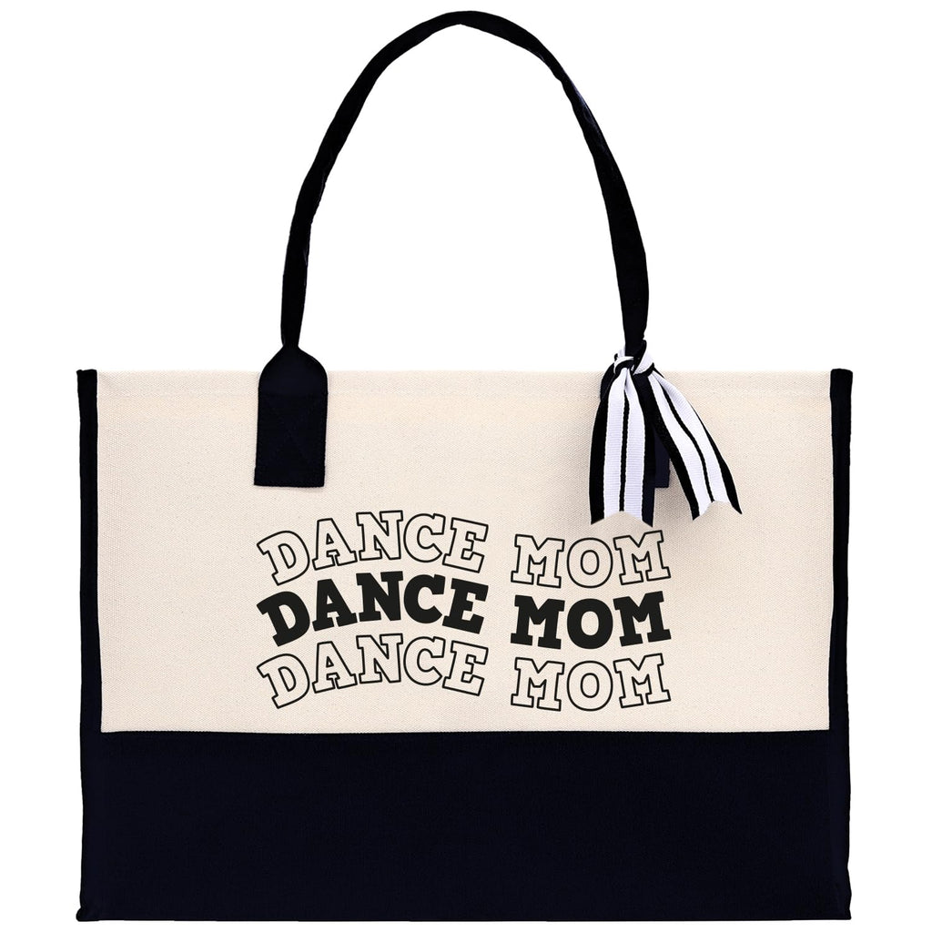 VANESSA ROSELLA Cotton Canvas Tote Bag New Mama Gift Best Mom Ever Bag Dog Mom Tote Shopping, Natural & Black, Large