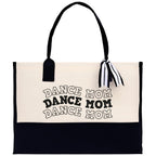 VANESSA ROSELLA Cotton Canvas Tote Bag New Mama Gift Best Mom Ever Bag Dog Mom Tote Shopping, Natural & Black, Large
