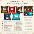 Vendola Decorative Satin Sofa Cushion Covers Set of 5, 12 inch x 12 inch, Sofa Pillow Cover, Ethnic Festive Cow Pichwai, Multicolor, Rajasthani Design, Zipper Closure (Cattle, 12X12 Inches)