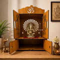 Wooden Small Size DIY Home Temple with Door & Drawer | Home Temple mandapam Storage Drawer Doors Religious Altar wall Tabletop Display Stand | DIY Tool Kit Included 36 * 20 * 25cm