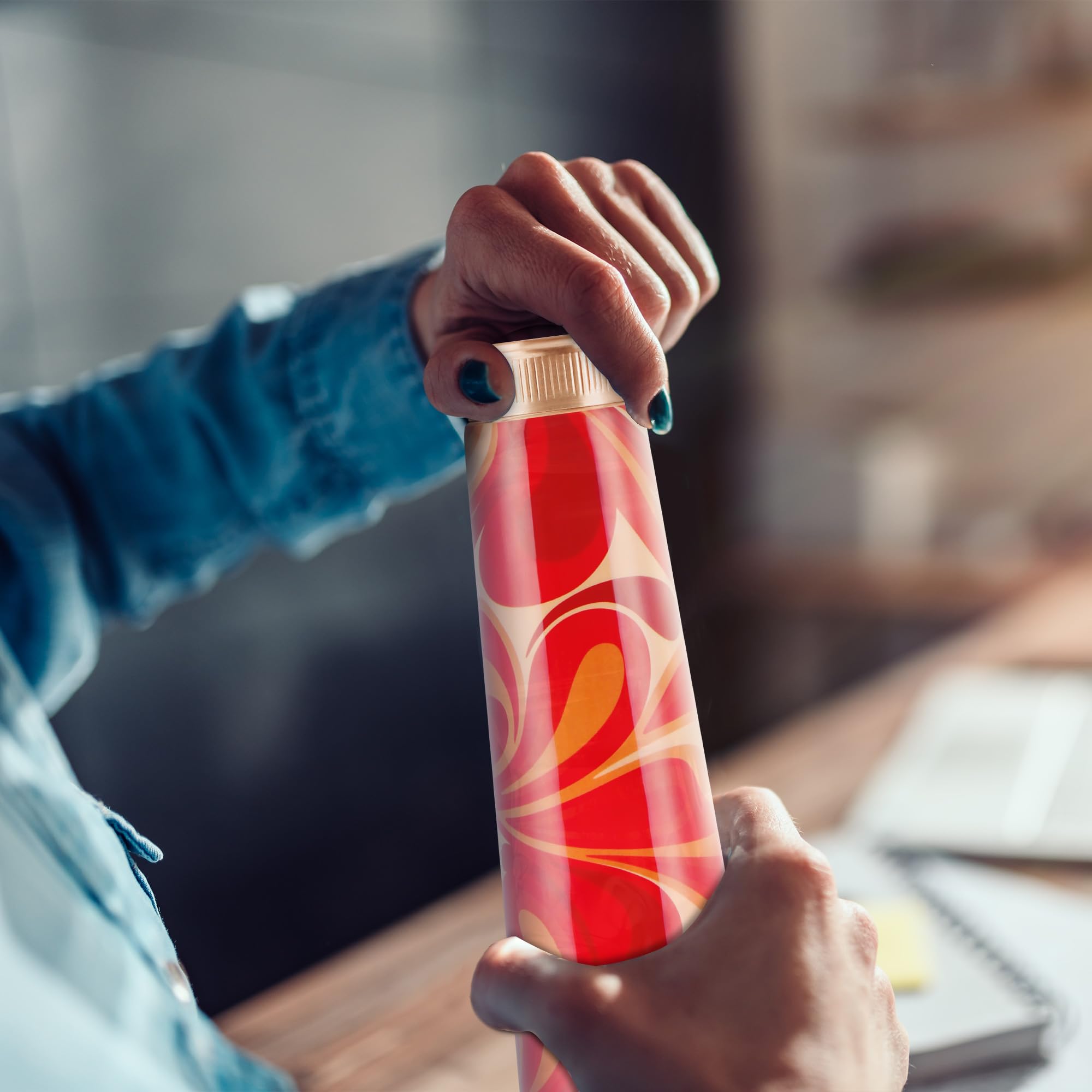 MILTON Copper Delight Design Water Bottle, 915 ml, Abstract | Lacquer Coating, Curved bottle | Diwali | Festive | Gifting | Yoga | Home | Kitchen | Vedic