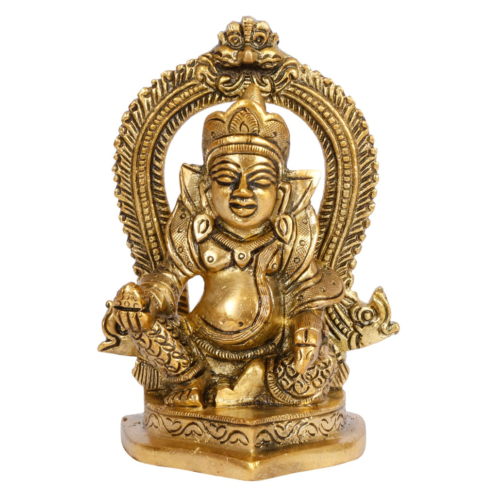 ARTVARKO Brass Lord of Treasure Wealth Maharaj Kuber Laxmi Murti Statue for Maha Dosh Nivaran Prosperity Home Décor 4.5 Inch