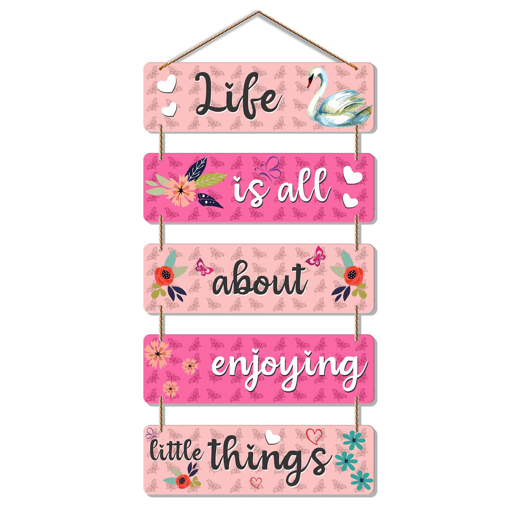 Artvibes Life Is All About Enjoying Little Things Decorative Wall Hanging Wooden Art | Quotes Decor Item | Wall Accent | Office Decor | Inspirational Quotes Wall Art | Mdf Wall Decoration(WH_6210NN)