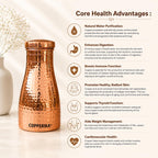 Copperika Export Quality Bedroom Jar Pure Copper Water Bottle (1 Litre - 1000ml - Pack of 4) Original With Ayurvedic & Other Health Benefits | BPA Free | For Home, Office, Kids & Travel