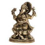 ARTVARKO Brass Ganesha Sitting on Lotus Ganesh Ganpati Murti Metal Statue for Home Office Entrance Decor Diwali Pooja 5 Inches