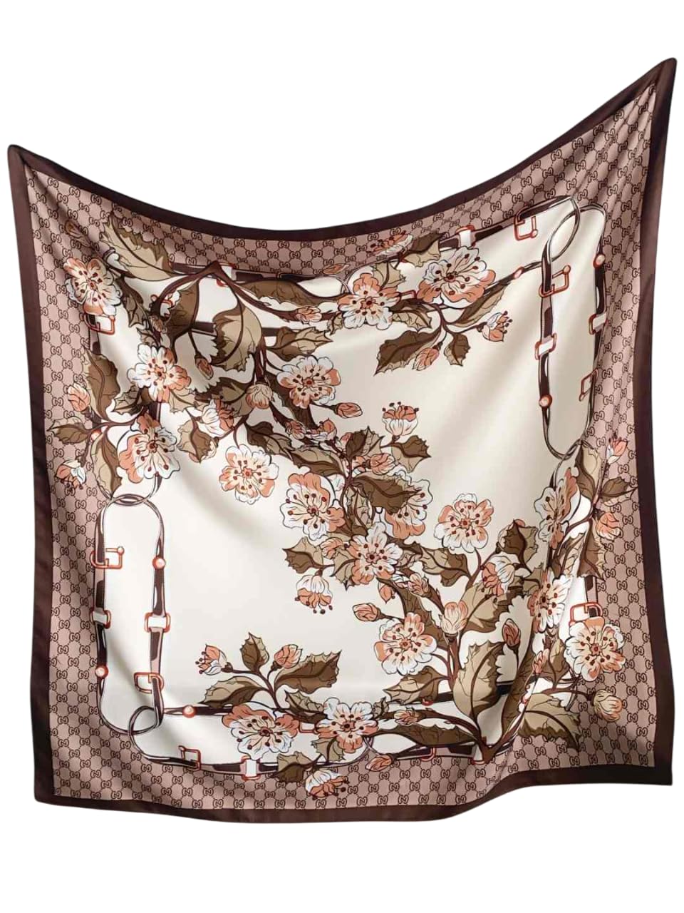 CrossKulture Printed Poly Silken feel Scarf Stole for Women | Stylish, Soft, & Lightweight | Satin Feel Neck, Hair & Head Scarf for Women | Square Silk Stole for Handbag (Colour62)