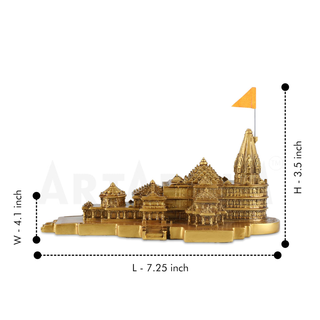 Artarium Ram Mandir Ayodhya Model for Home Temple, Office and Decor, Authentic Ram Janmabhoomi Mandir Showpiece for Puja Room, Office Table, Spiritual Gift & Housewarming Purpose (7.25 Inch)