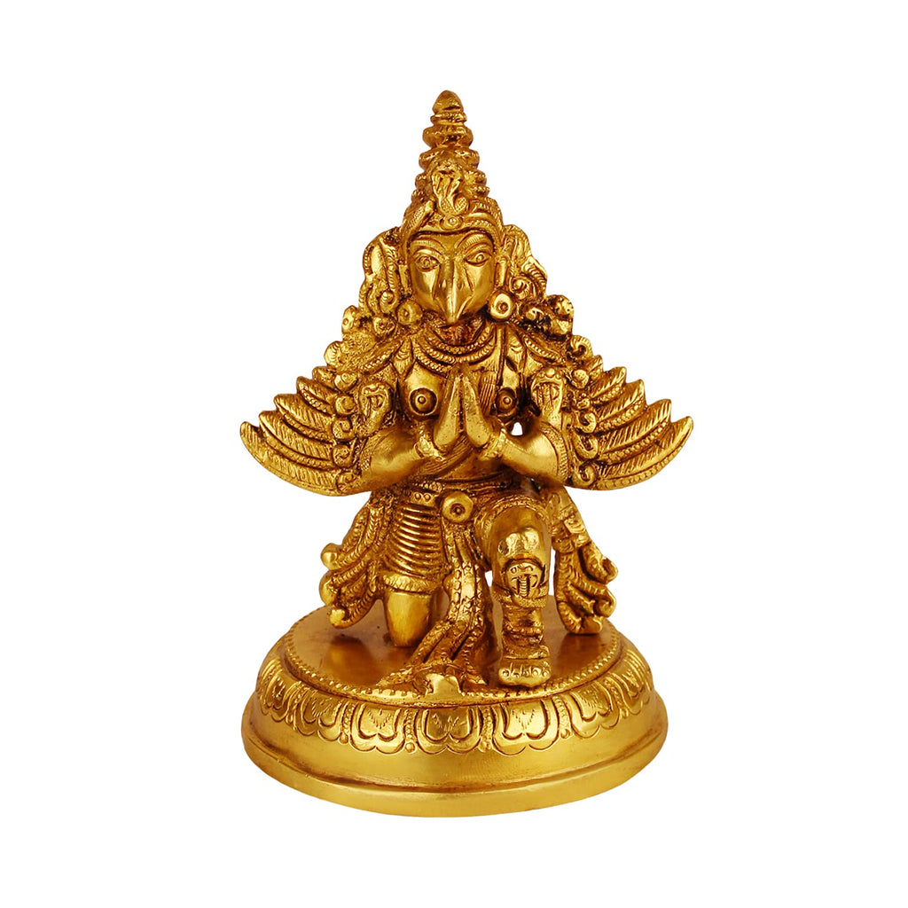 ARTVARKO Brass Garuda Idol Statue Vishnu's Vehicle Vahana Eagle for Temple Home Decor Vaastu Feng Shui Vastu Lucky Charm Gift Height 5.5 Inch