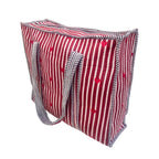 Bazaar Bhoot Edition Premium Cotton Quilted Shopping Tote Bag - Multipurpose Long Lasting Foldable Reusable Bag with zipper for Shopping, Travel & Daily Use - Made in India (Heart Red)