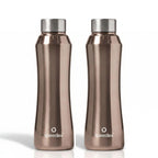 Speedex Stainless Steel Water Bottle 1 Ltr, Leak Proof Screw Cap, BIS Approved 1000 ml Metal Bottle For Daily, Office, School, Gym, Travel Use for Men, Women, Kids, Adults, Copper Gold, Set of 2