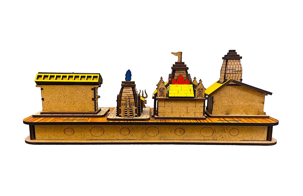 happiness hub 3D Char dham Wood Tempal for Home Decoration and Gift kedarnath, Badrinath,Yamunotri, Gangotri 3D Wooden Handmade Temple