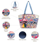 Anekaant Kooky Off White Embroidered Tote Bag For Women | Large Canvas Handbag for Office, Shopping & Travel