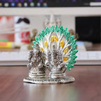 KridayKraft Mini Laxmi Ganesh Murti – Divine Lord Idol for Home & Office Décor, Intricately Designed Pooja Statue & Spiritual Showpiece for Living Room, Bedroom, Temple (Silver)