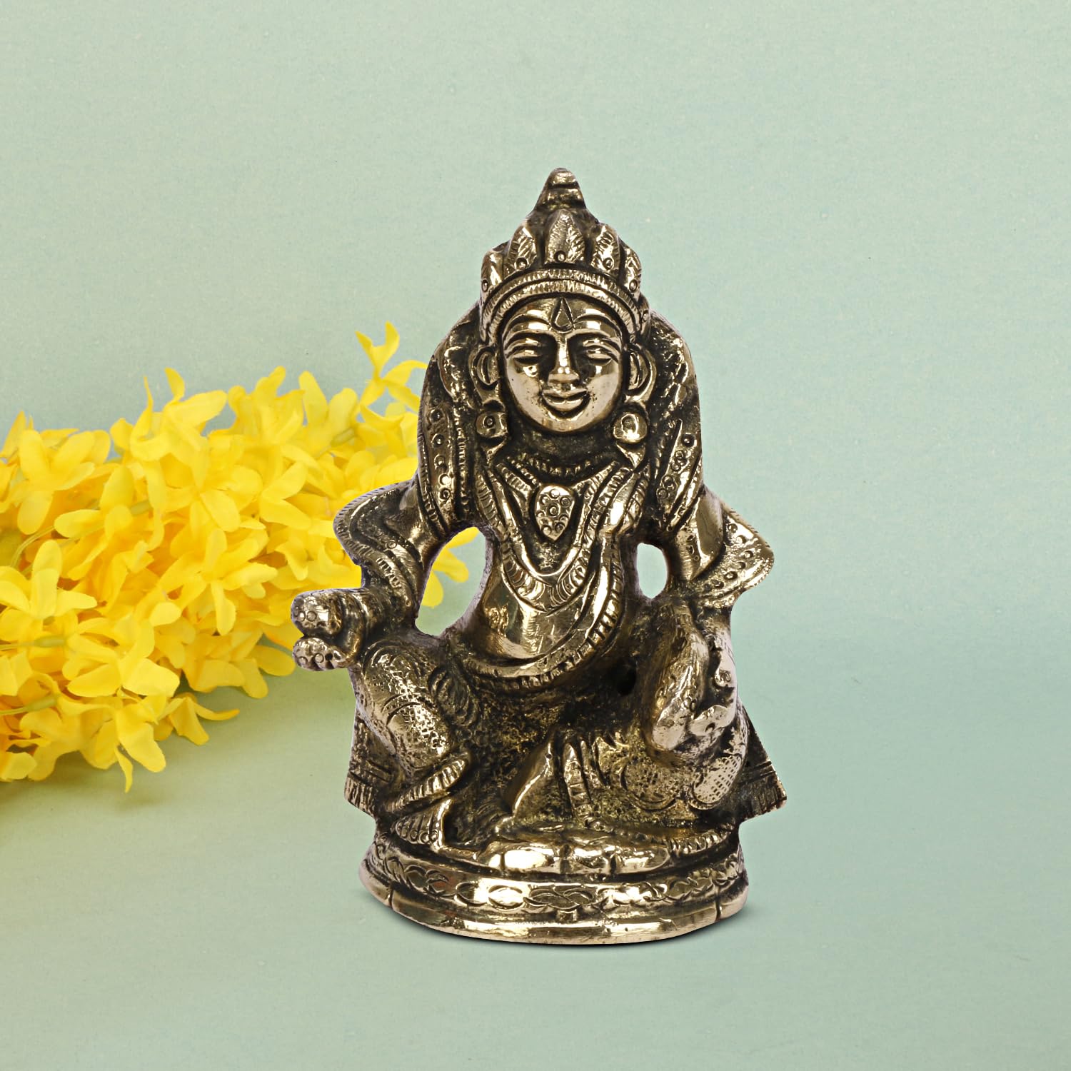 ARTVARKO™ Brass Kuber Murti Lord of Treasure Wealth Maharaj Kuber Statue for Tijori Locker Money Safe Kubera Idol 4.5 Inch Gold Standard 1 Pcs