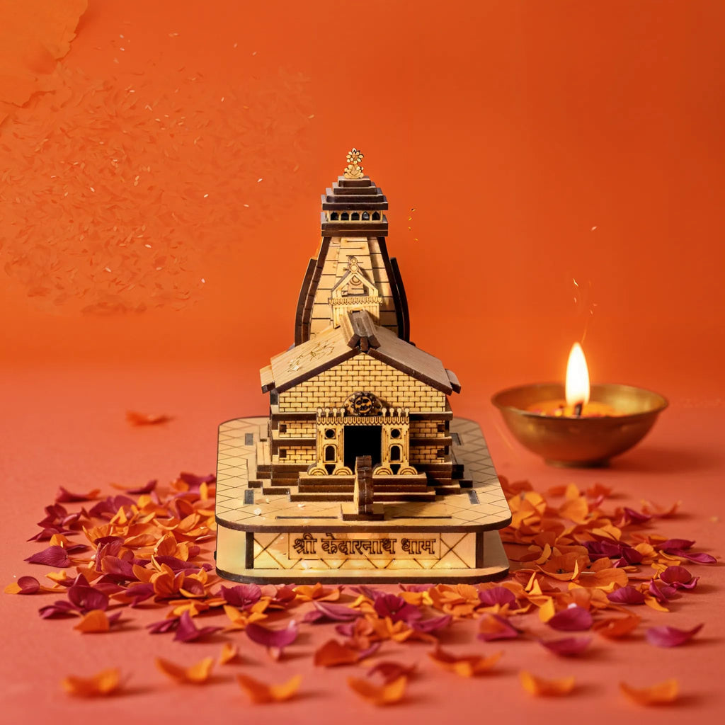 DIGGY ARTS Shri Kedarnath Dham Temple in 3D Model | Miniature Kedarnath Wooden Temple for Home & Office | Pooja Mandir (8 x 6.5 x 4.8 inches)
