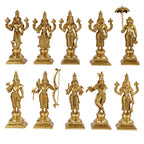 ARTVARKO Brass Dashavatara Dasavatharam of Lord Vishnu Statues Ten Incarnations Avatars Idol Murti for Mandir Puja Temple Height 9.5 Inches