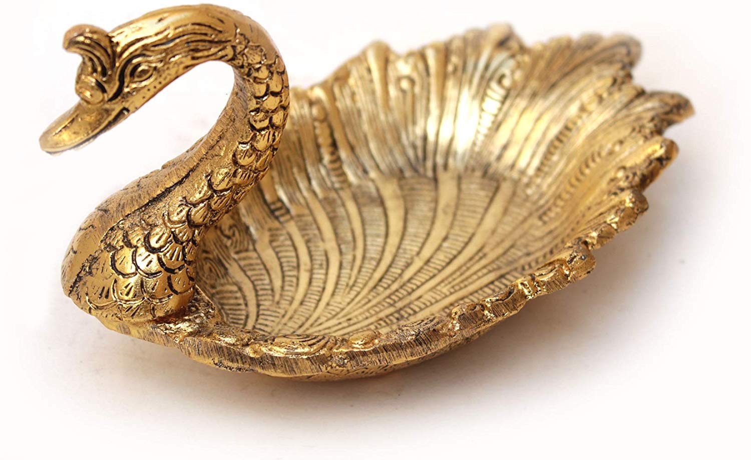 RCI Handicrafts Prince Home Decor & Gifts Metal Solid Tray Bowl (19 X 9 X 10 Cm, Gold), 1 Liter