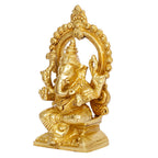 Svarup Brass Sitting Ganesha Idol Ganesha Statue Ganpati Murti for Home Entrance Decor Height 6 Inch.