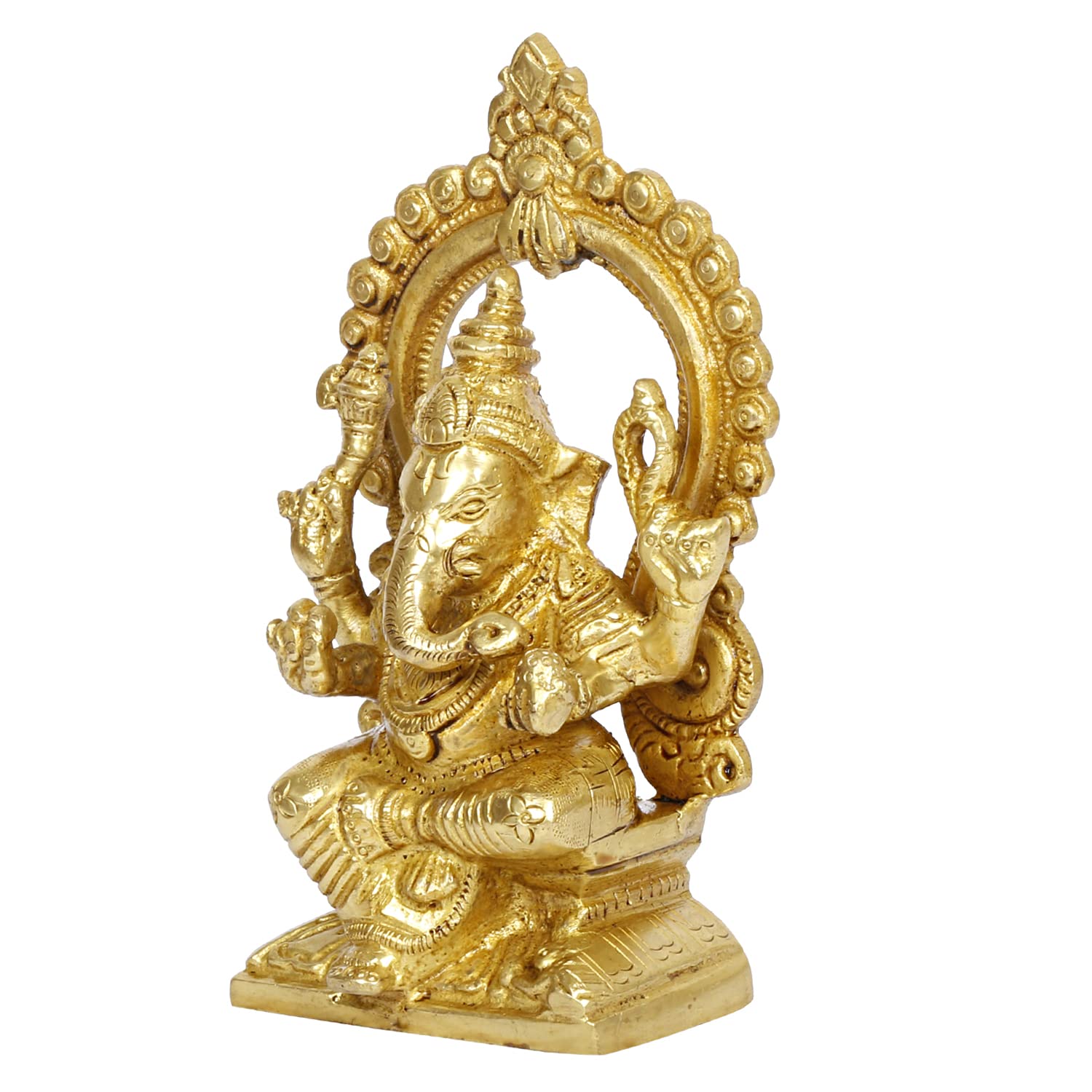 Svarup Brass Sitting Ganesha Idol Ganesha Statue Ganpati Murti for Home Entrance Decor Height 6 Inch.