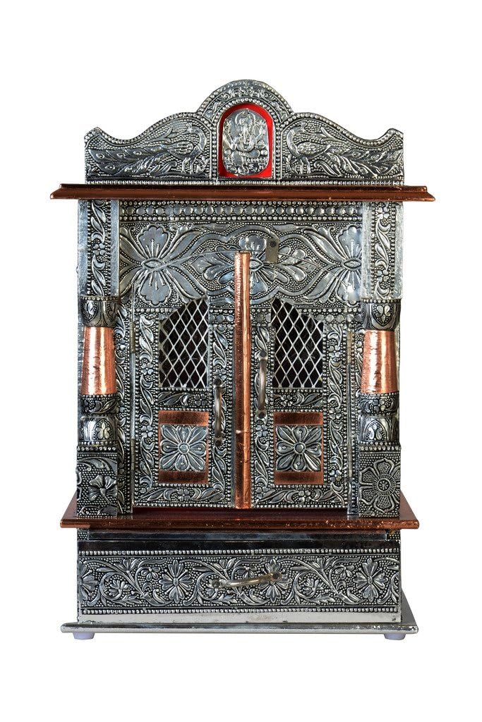 Akshar Furniture Aluminium & Copper Oxidized Home Temple Mandir Size- L-12 B-7