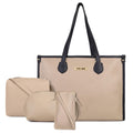 LEGAL BRIBE Textured Tote Bag Combo Of 4 (Beige/Black)