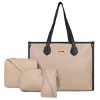 LEGAL BRIBE Textured Tote Bag Combo Of 4 (Beige/Black)
