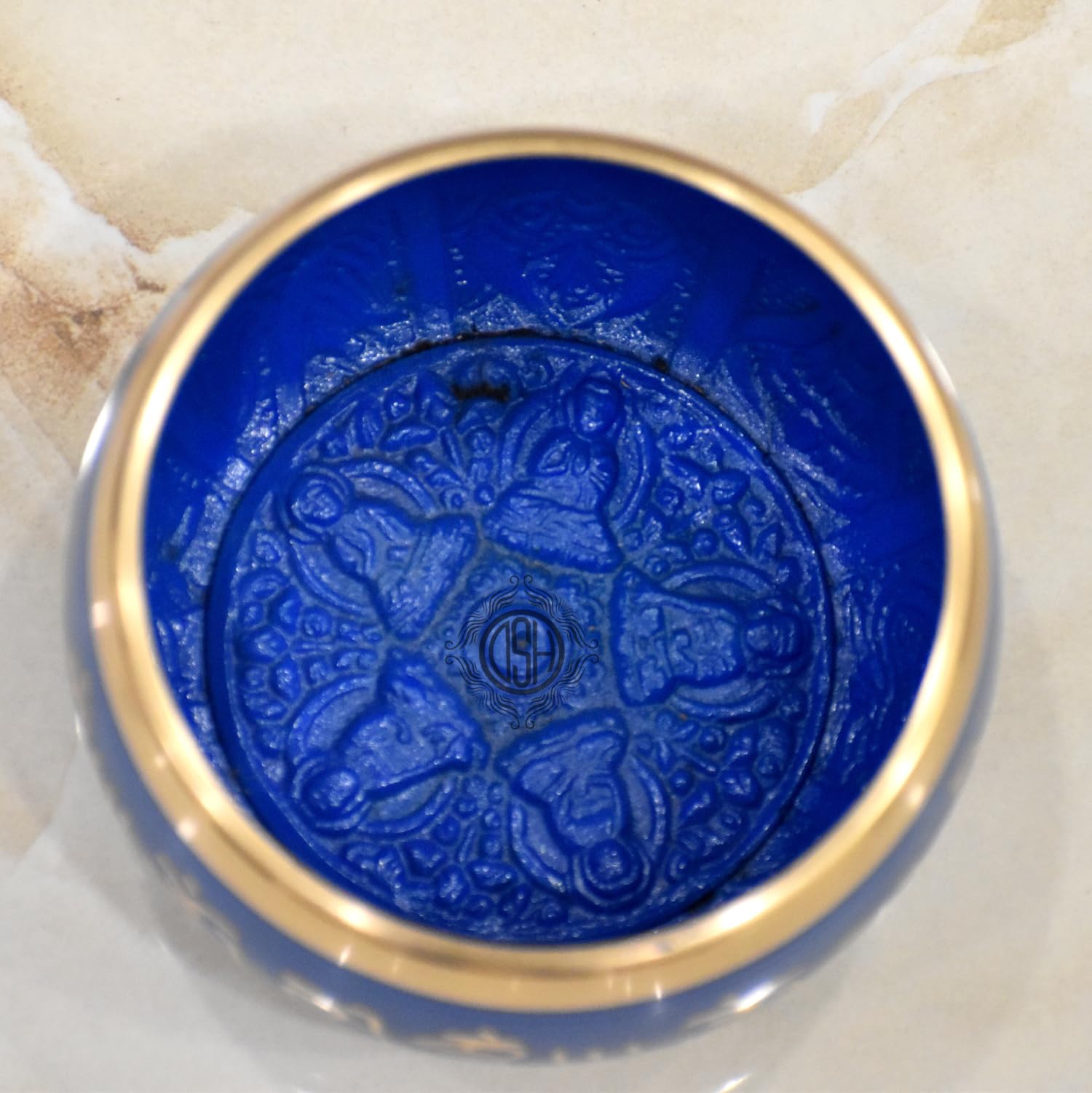 DSH Tibetan Singing Bowl Handcrafted Meditation Sound Bowl Easy To Play Vibration Therapy Praying Bowl (Blue-5.5 inch)