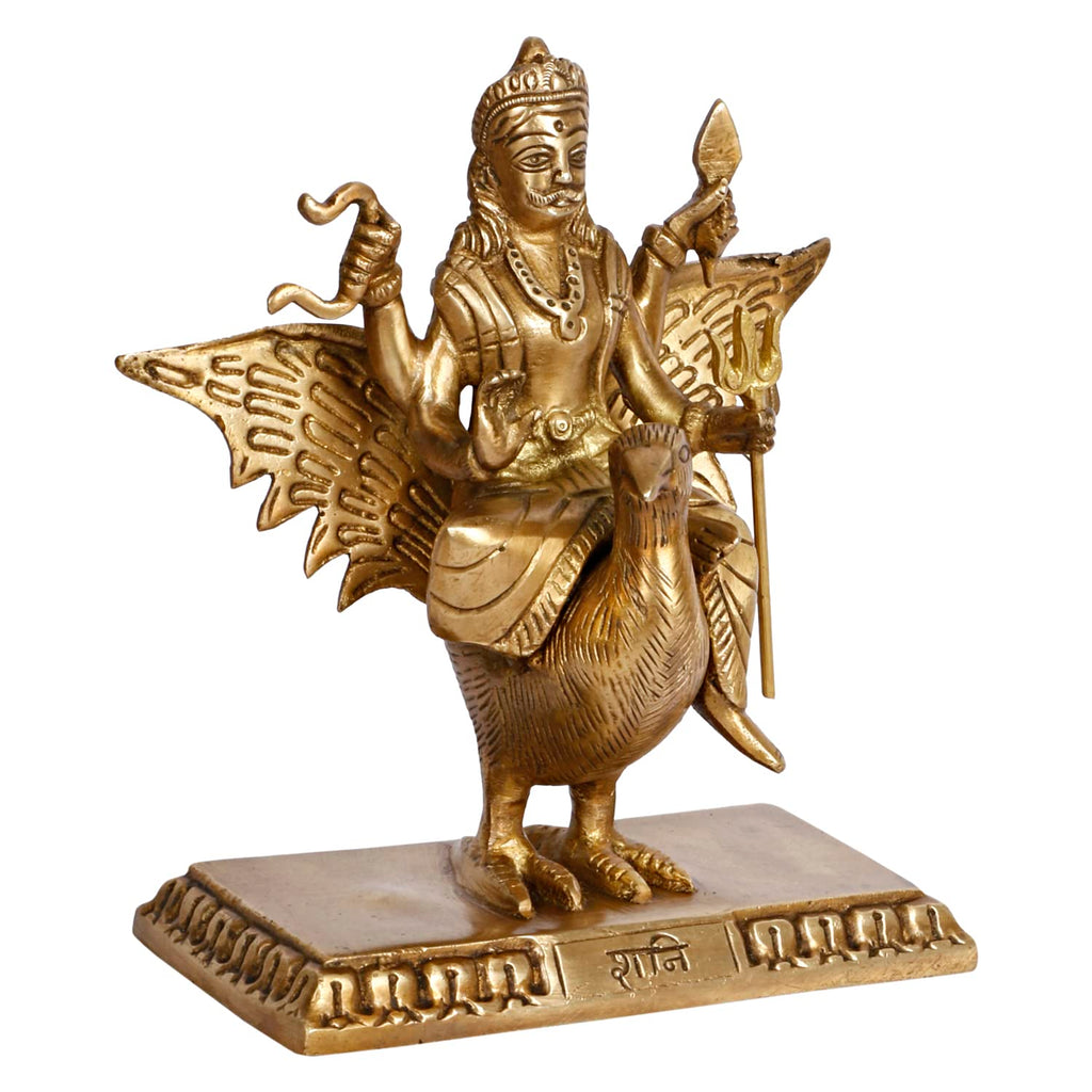 ARTVARKO Brass Shani Maharaj Murti Shani Dev Idol for Home Puja Temple Pooja Mandir Home Decorative Showpiece 7 Inch