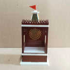 Solar Rechargeable Mini Mandir for Car and Office Desk, White with Gold Accents, Without Idols (Metallic Brown)