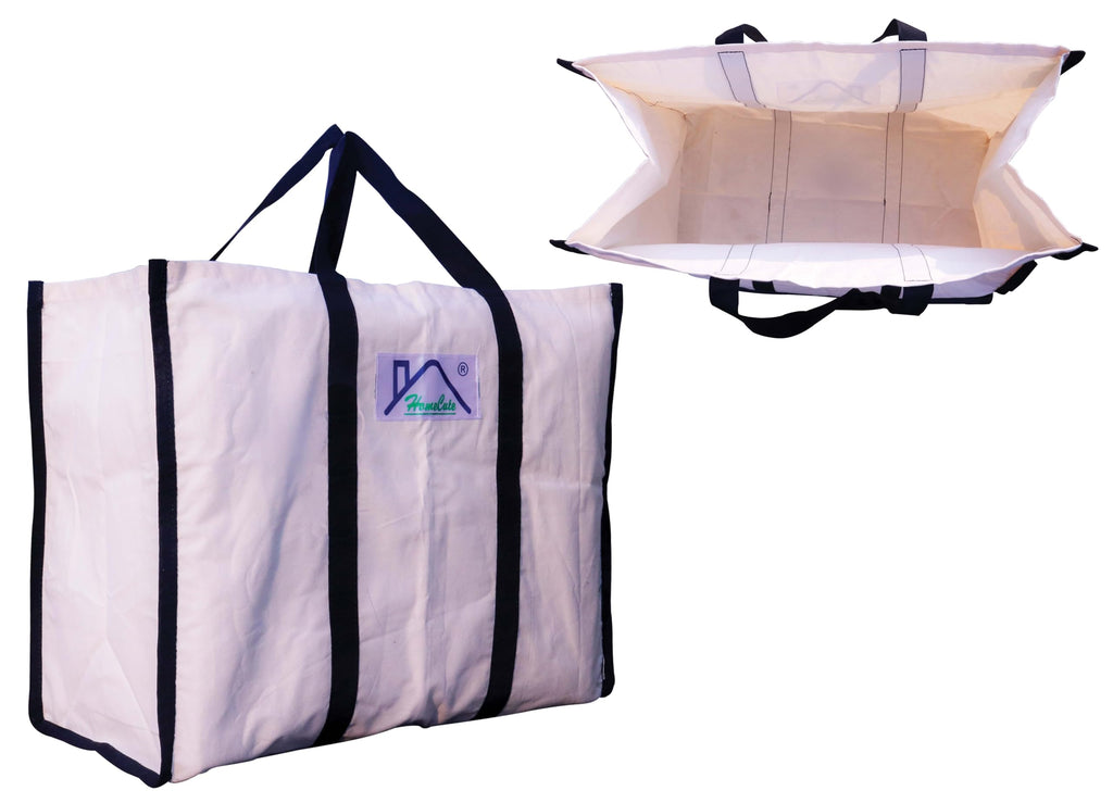 HOMECUTE Eco Friendly Cotton Canvas Shopping Bags, Grocery Bag for Carry Milk Grocery, Fruits, Vegetable with Reinforced Handles & Thick Bottom for Strength (Pack of 2)