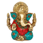 ARTVARKO Brass Ganesha Bhagwan Statue Taj Ganesh Murti of Lord Ganpati for Home & Office Puja 4.5 Inch