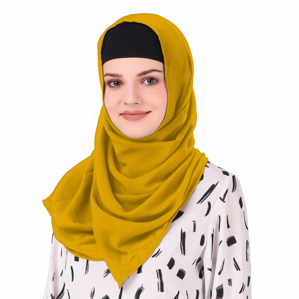 MyBatua Long Hijab in Breathable Soft Georgette large Head Wrap, Wholesale Price, 1pc Scarf HJ-020 (50x180 cm, Mustard)