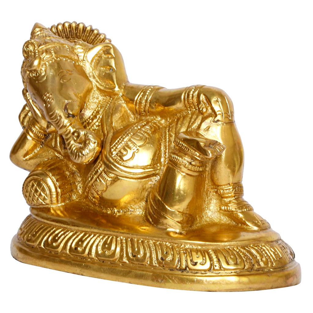 ARTVARKO Brass Ganesh Resting Statue Murti Ganesha Idol Vinayak Ganpati for Home Entrance Décor Temple Puja Gift 6 Inch