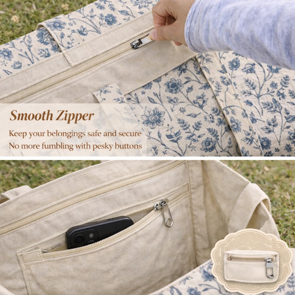 Velmora Cotton Tote Bag for Women & Men | Reusable Shopping Bag with Printed Design | Lightweight Fabric Carry Bag with Comfortable Handles | Grocery Shopping Book Work Travel College Everyday Use