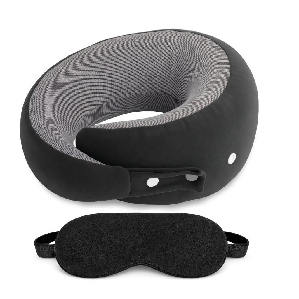 Aakarit Travel Neck/Head Pillow Set with Eye Mask – Plush Animal-Themed Soft Memory Foam Cushion, Adjustable Strap, Perfect for Long Flights, Road Comfort Trips | 1 PC