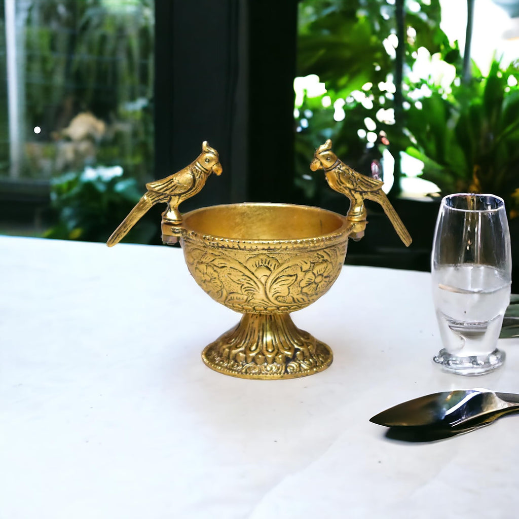 KridayKraft Aluminium Mukhwas Box Dryfruit Bowl (Gold)