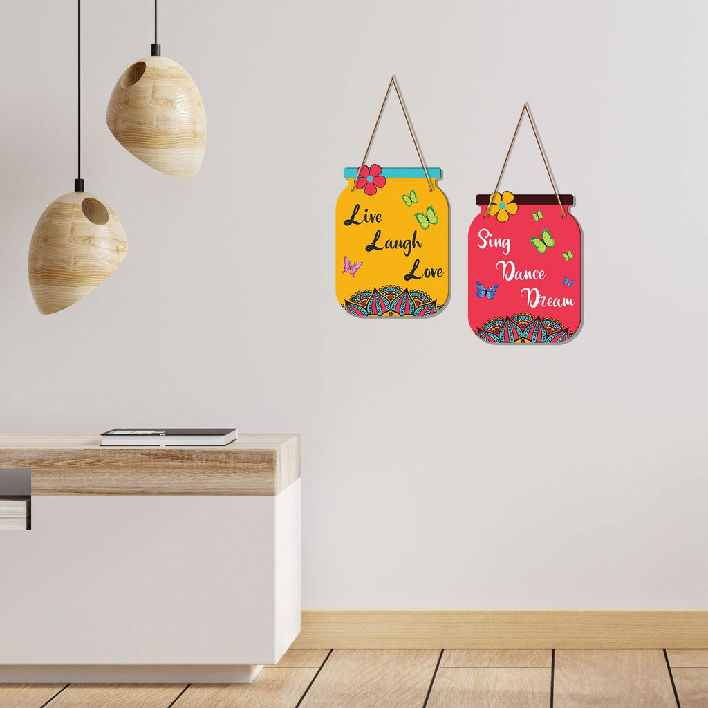 Artvibes Live Laugh Love Decorative Wall Art | Quotes Decor Item | Motivational Wall Decor | Wall Accent | Graphic Art | Gift Items | Office Wall Decoration Items (WH_6806N), Set of 2