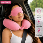 ONOTIC Kids Travel Neck Pillow, Comfort Support for Boys Girls, Neck Pillow for Girls Boys, Travel Accessories (Pig with Eyes Mask)