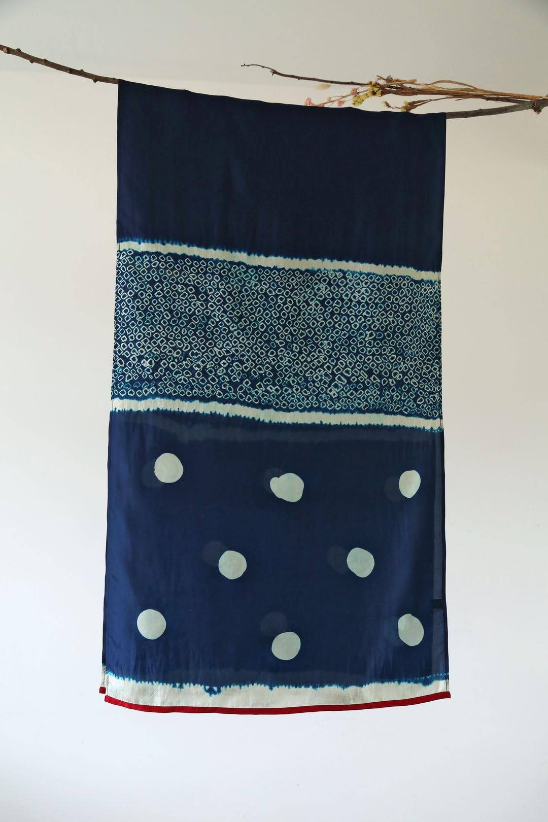 ULOS Women's Batik Hand Block Print Indigo Navy Blue Colored Pure Mul Cotton Scarf/Stole (22x72)