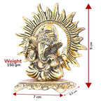 KridayKraft Mini Ganesh ji with chakar Antique Finish,Metal Ganesha Statue,Ganpati Murti Idol for Pooja & Home,Office Décor Ganesh Idol for Car Dashboard Religious Showpiece for Decoration