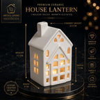 Artful Living India-Ceramic House Tealight Candle Holder – Decorative Light for Diwali, Christmas & Home Decor | White | Handmade Studio Pottery | Free LED Light | Pack of 1 | GlowNest