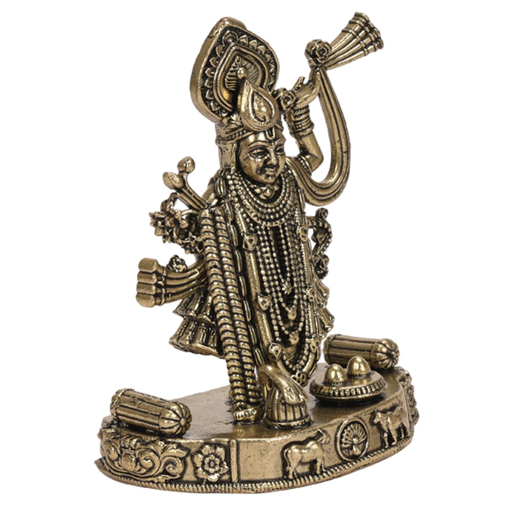 ARTVARKO Brass Shreenathji Statue of Shrinathji murti God Avatar of Shri Krishna for Home Mandir Temple Office D?cor Gift 4 Inch