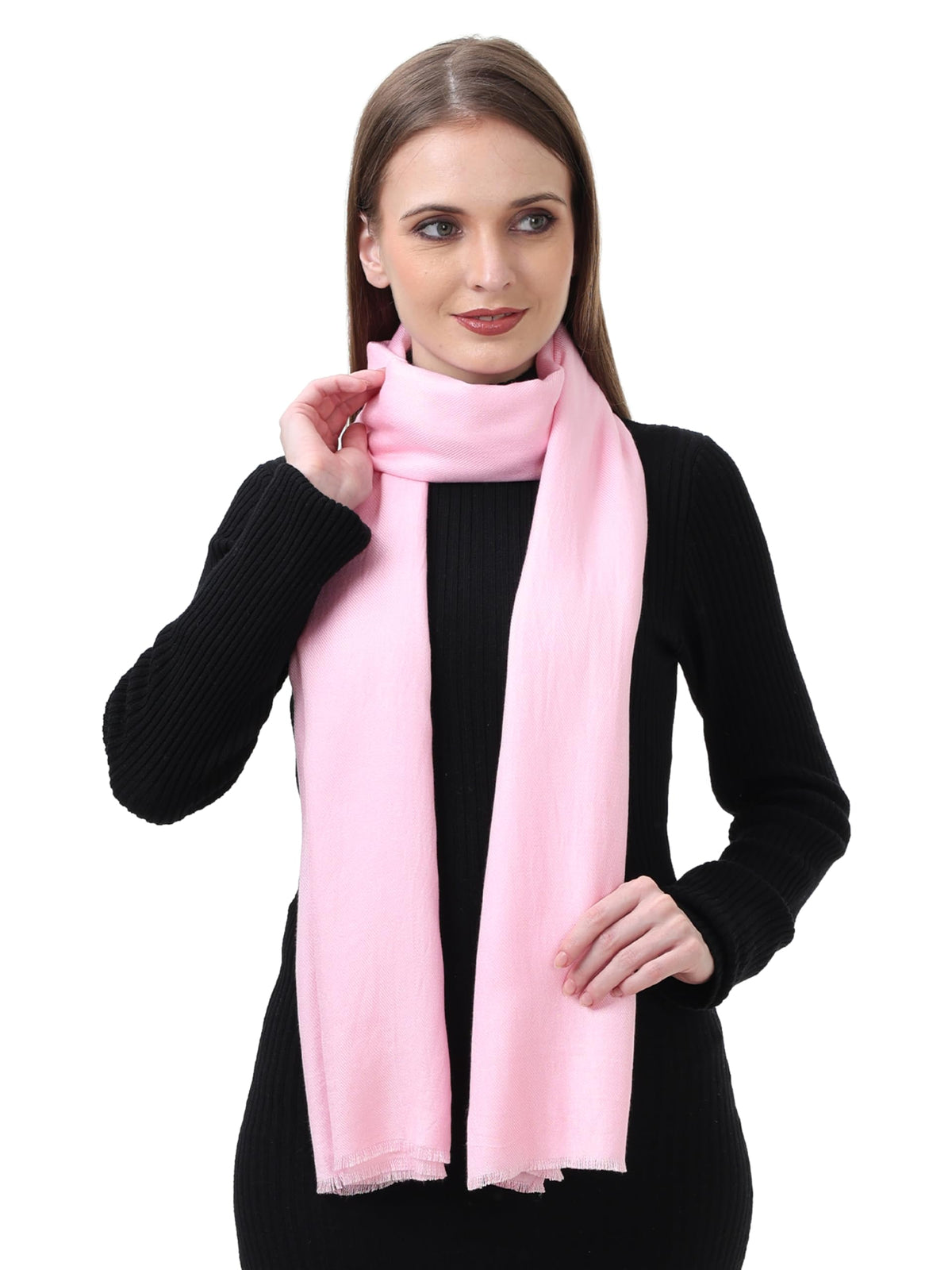 EH Viscose Pashmina Scarf For Women, Twill Weave, Thick, Solid Color Wraps, All Weather, Large, Warm, Very Soft Pashmina Feel Scarves (BABY PINK), (Female)