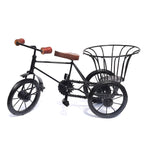 Pure Source India Iron and Wooden Cycle Rickshaw for Flower, Home Decor and Showpiece Kids Toy, Without Flowers (Black-13 X 5.5 X 7.5 INCH)