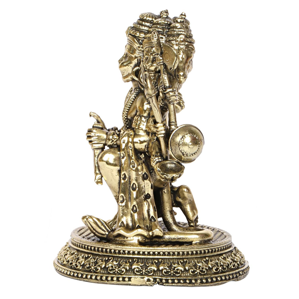 SVARUP Brass Panchmukhi Hanuman Ji Murti Lord Meditation Balaji Bajrangbali Bahubali Sankat Mochan Bhagwan Idol Height 4.5 Inches