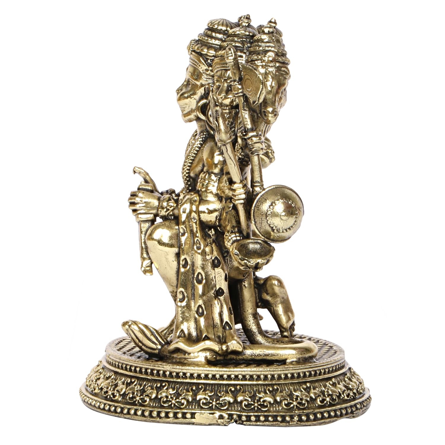 SVARUP Brass Panchmukhi Hanuman Ji Murti Lord Meditation Balaji Bajrangbali Bahubali Sankat Mochan Bhagwan Idol Height 4.5 Inches