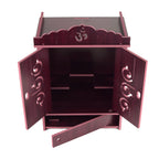 Crazyink Handmade Wooden Home Temple with Doors and Storage Box. - (Maroon)