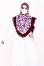 Markaz Hijab Women's Floral Printed Hijab | Ready-to-Wear Modest Headscarf | Lightweight Soft Fabric Instant Hijab | Elegant Scarf for Prayer and Casual Outfits (Purple floral, Medium)